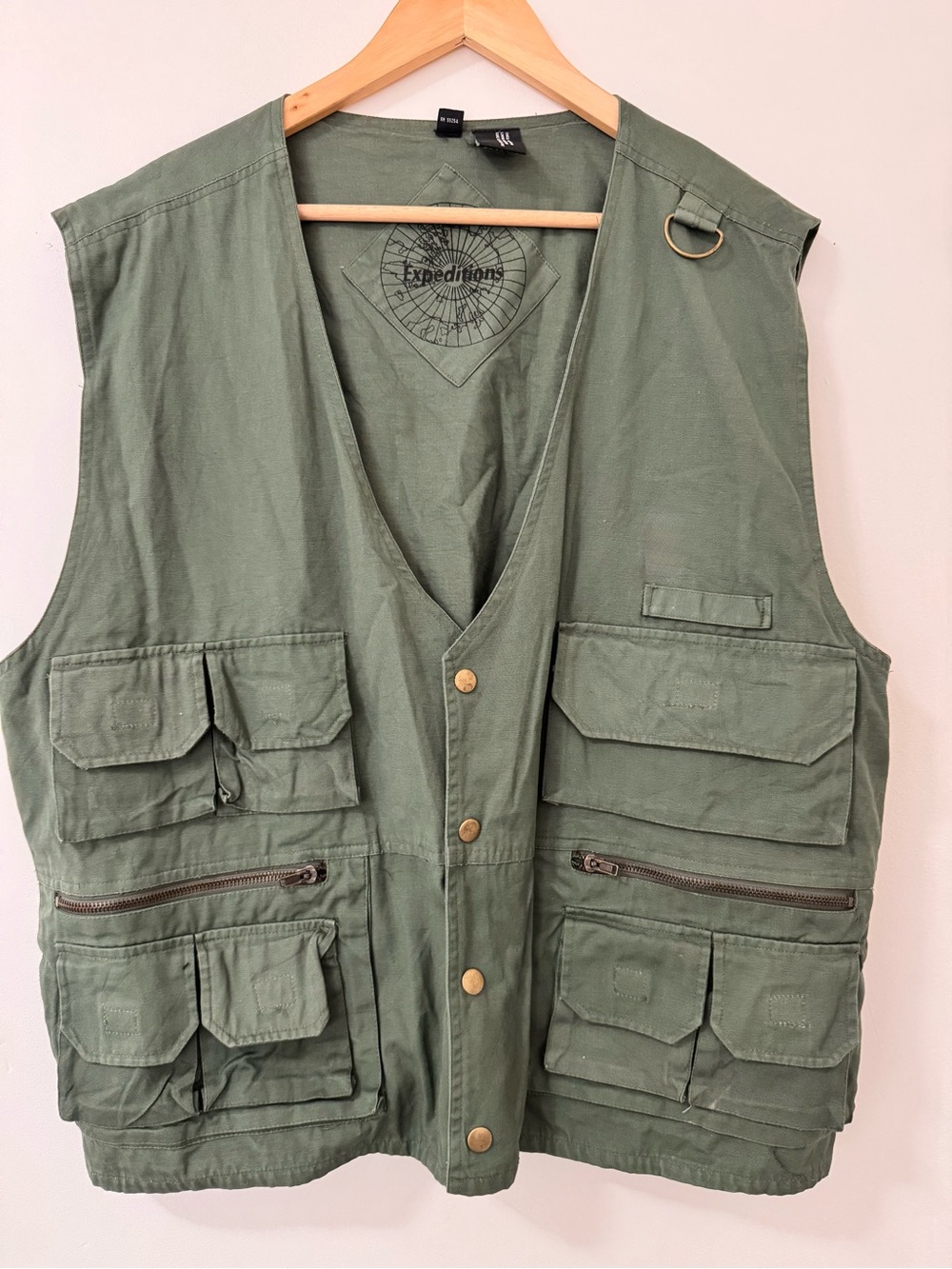 Vintage Expeditions Olive Green Utility Fishing Safari Vest Size L